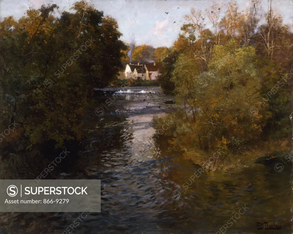 A French River Landscape. Frits Thaulow (1847-1906). Oil on canvas. 64.8 x 81.3cm