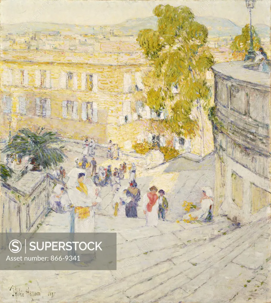 The Spanish Steps of Rome. Frederick Childe Hassam (1859-1935). Oil on canvas. Dated Rome, 1897. 67.6 x 60.3cm