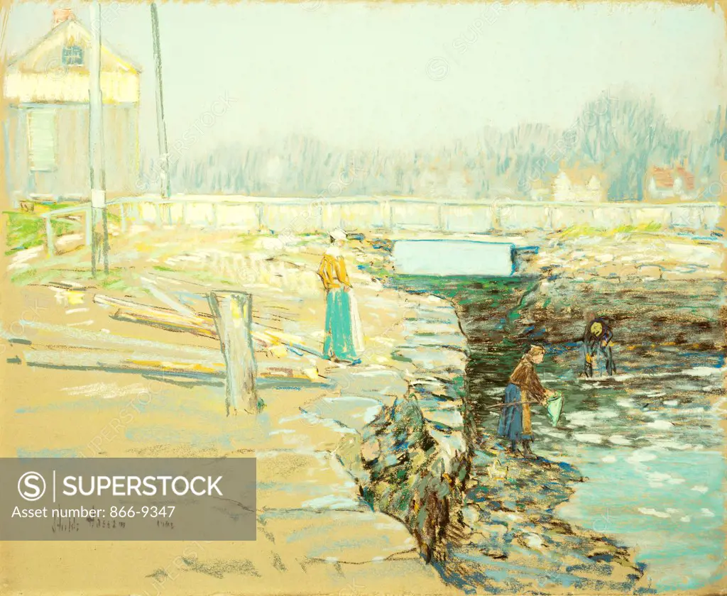 The Mill Dam, Cos Cob. Frederick Childe Hassam (1859-1935). Pastel on paper. Signed and dated 1903. 45.5 x 55.6cm