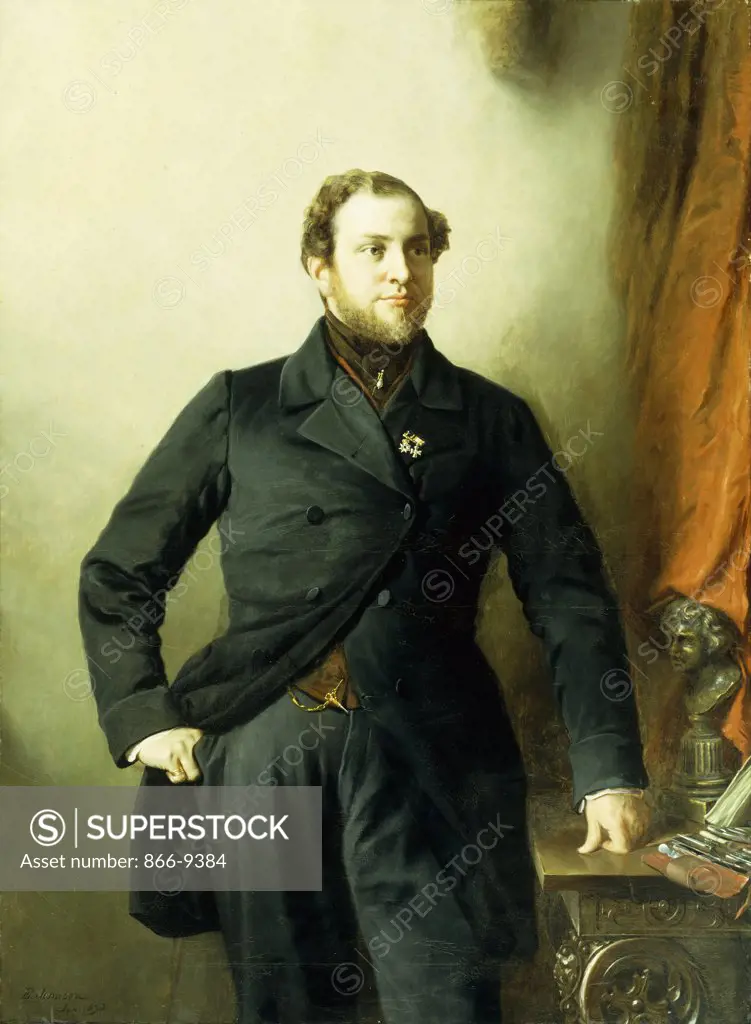 Portrait of Dr. Wybrandus Hendricksz.  Eastman Johnson (1824-1906). Oil on canvas, 1853.  151.8 x 112cm. Royal oculist for William III of Orange, King of Holland