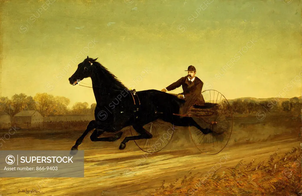 The Racing Sulky. Nicholas Winfield Scott Leighton (1848-1898). Oil on canvas. 55.2 x 84.3cm