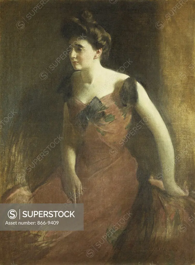 Woman in a Red Dress. John White Alexander (1856-1915). Oil on canvas,  1900. 121 x 90cm