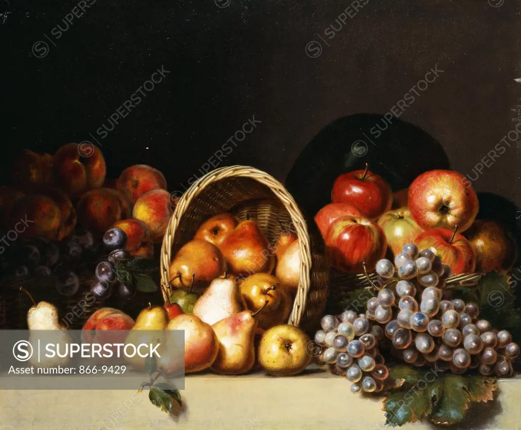 Apples, Pears, Plums and Grapes. Charles Bird King (1785-1862). Oil on canvas. 63.4 x 76.4cm