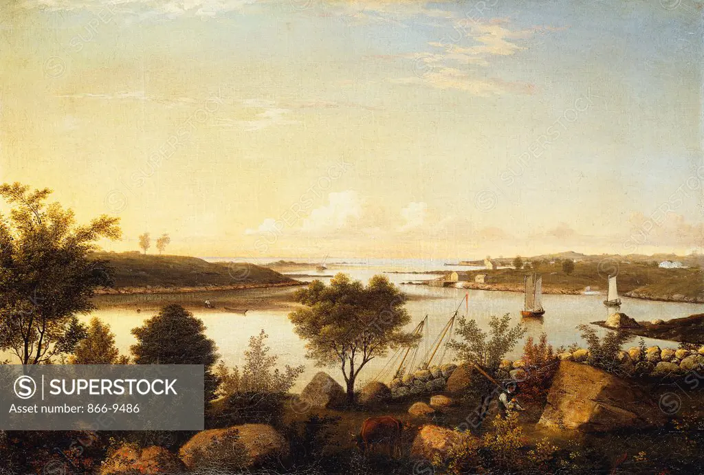The Annisquam River Looking Toward Ipswich Bay. Fitz Hugh Lane (1804-1865). Oil on canvas. Signed and dated 1848. 47 x 68cm