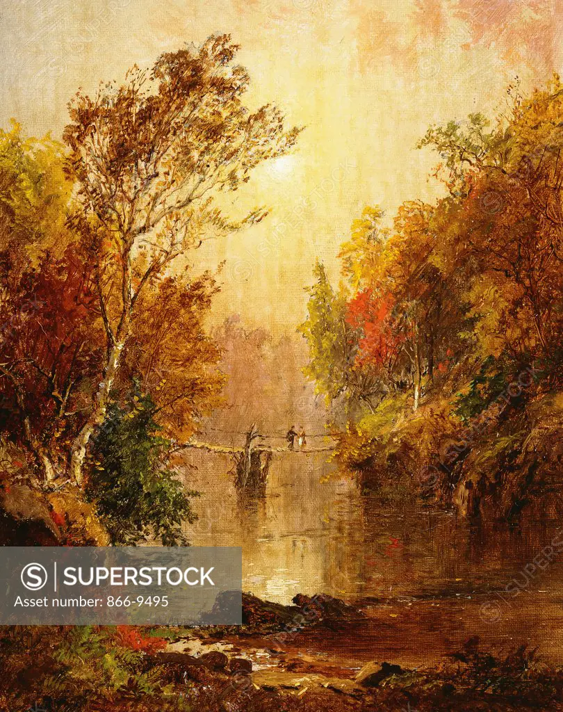 Autumn on the Wawayanda. Jasper Francis Cropsey (1823-1900). Oil on canvas. Signed and dated 1877. 25.6 x 20.7cm