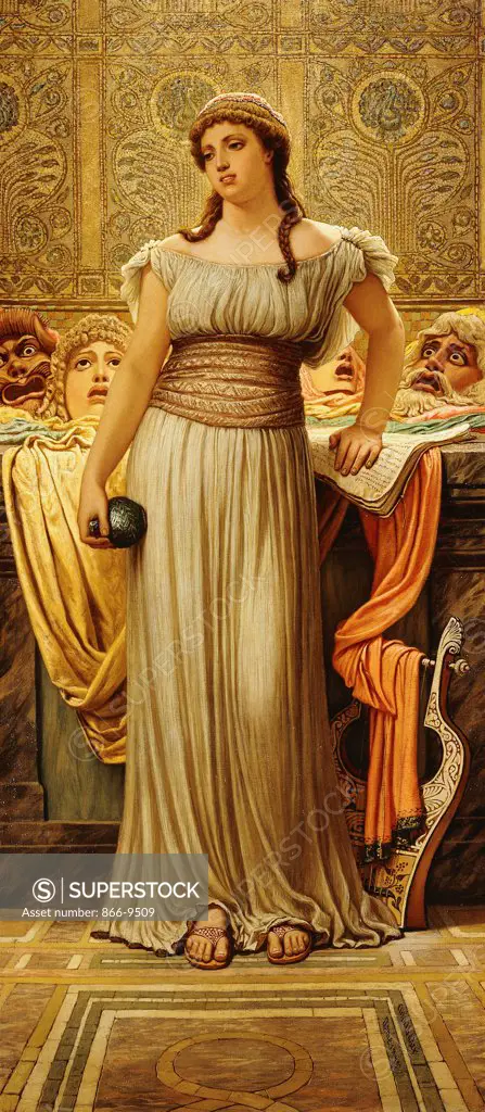 The Greek Actor's Daughter. Elihu Vedder (1836-1923). Oil on canvas. Signed and dated 1875. 112.4 x 50.8cm.
