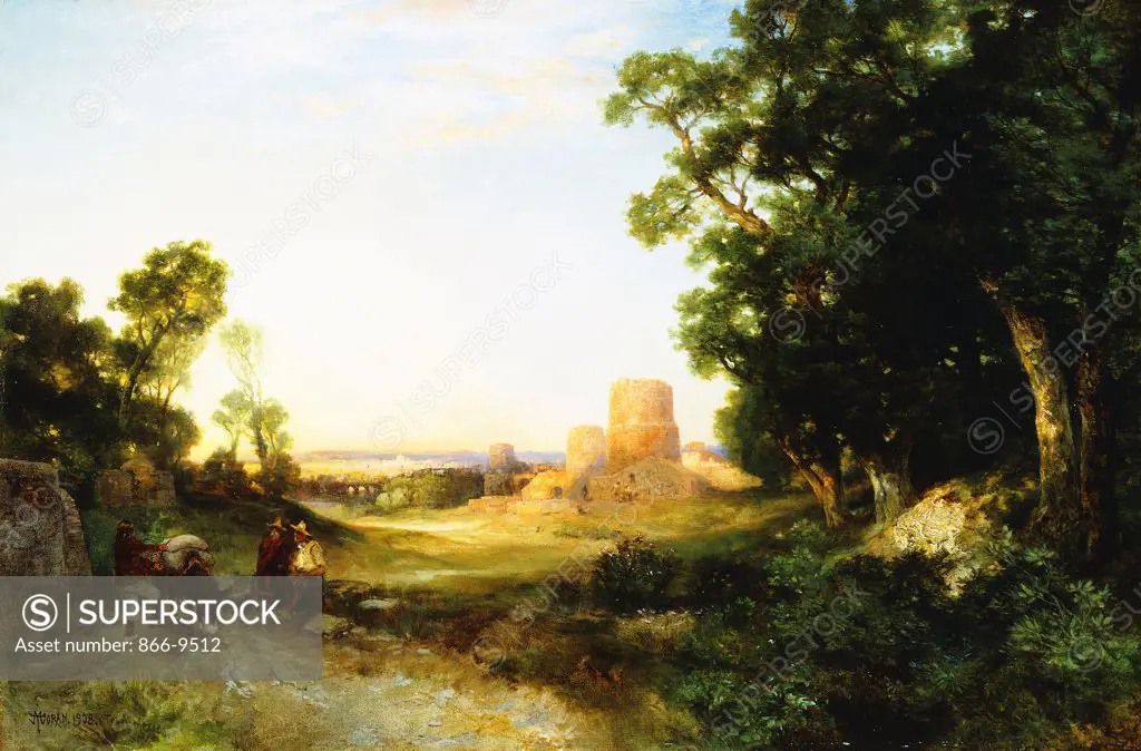 Tula, the Ancient Capital of Mexico. Thomas Moran (1837-1926). Oil on canvas. Signed and dated Tula, Mexico, 1908. 50.8 x 76.8cm