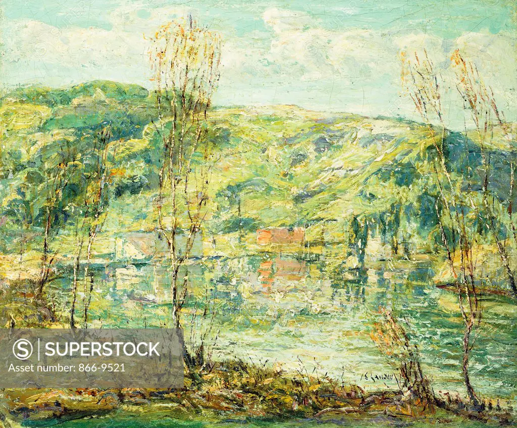 Lake Reflections. Ernest Lawson (1873-1939).  Oil on canvas. 51.1 x 61.2cm