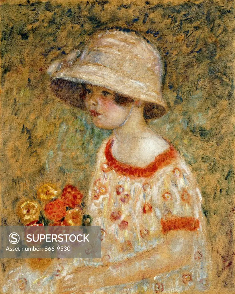 Portrait of Frances Kilmer. Frederick Carl Frieseke (1874-1939). Oil on canvas. 61 x 48.2cm. The picture depicts the artist's daughter.