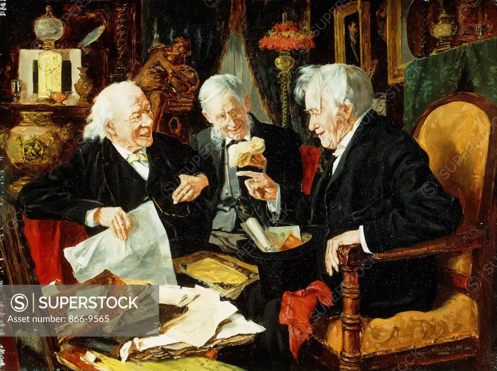 A Good Joke. Louis Charles Moeller (1855-1930). Oil on canvas. 46.3 x 61.2cm