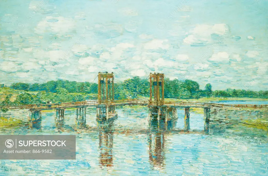 The Toll Bridge, New Hampshire, Near Exeter. Frederick Childe Hassam (1859-1935). Oil on canvas. Signed and dated 1906. 51.1 x 76.4cm