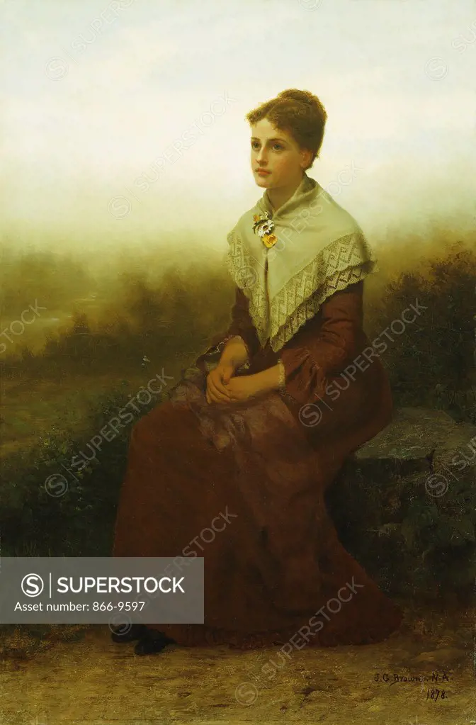 Reverie.  John George Brown (1831-1913). Oil on canvas. Signed and dated 1878. 76.5 x 50.9cm
