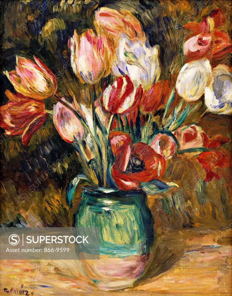 Vase de Fleurs. Pierre Auguste Renoir (1841-1919). Oil on canvas. Painted in 1888-1889. 40.5 x 32cm