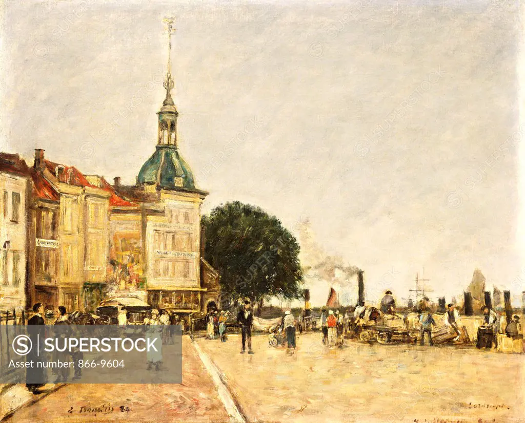 Dordrecht, La Ville. Eugene Boudin (1824-1898). Signed and dated 8 Julliet 1884. Oil on canvas. 38 x 47cm