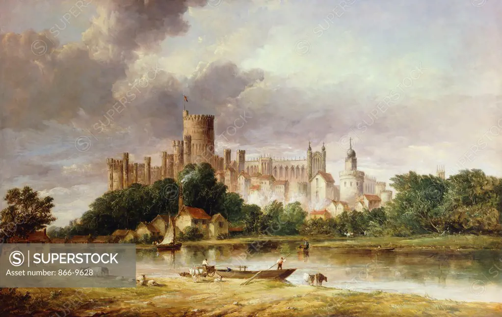 A View of Windsor Castle from the Brocas Meadows.  Alfred Vickers (1786-1868). Oil on canvas.  Signed and dated 1856. 64 x 99.6cm