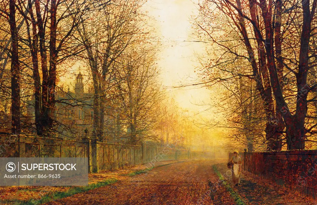 The Autumn's Golden Glory. John Atkinson Grimshaw (1836-1893). Oil on canvas. 28.5 x 44.5cm