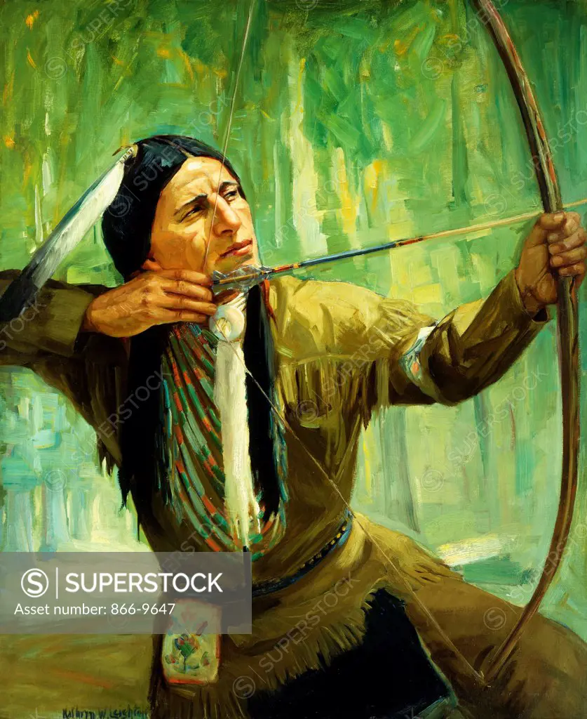 The Archer. Kathryn Woodman Leighton (1876-1952). Oil on canvas. 112 x 91.7cm (Cherokee Indian from Oklahoma).