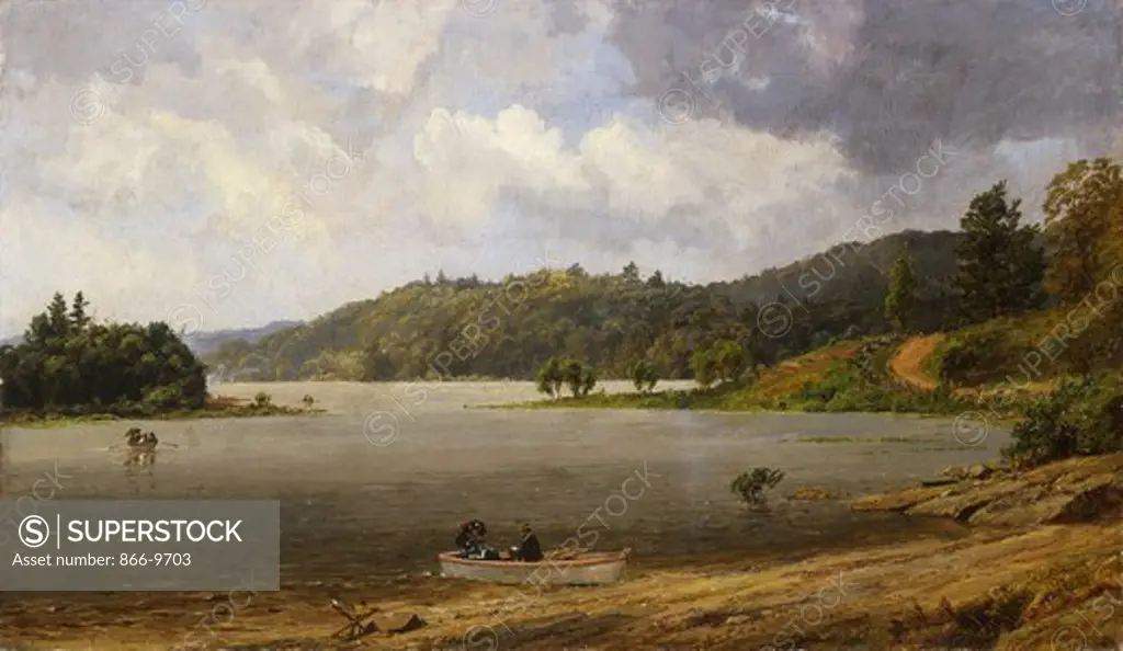 On the Wawayanda Lake, New Jersey. Jasper Francis Cropsey (1823-1900). Oil on canvas. Signed and dated 1873. 36 x 61cm