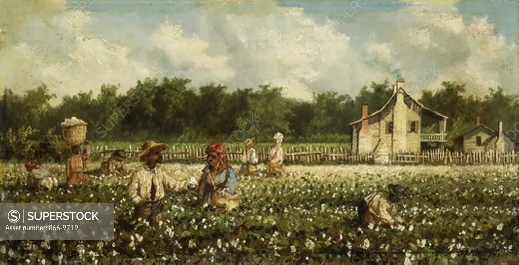 Cotton Field, Mississippi. William Aiken Walker (1838-1921). Oil on panel. 15.9 x 30.7cm
