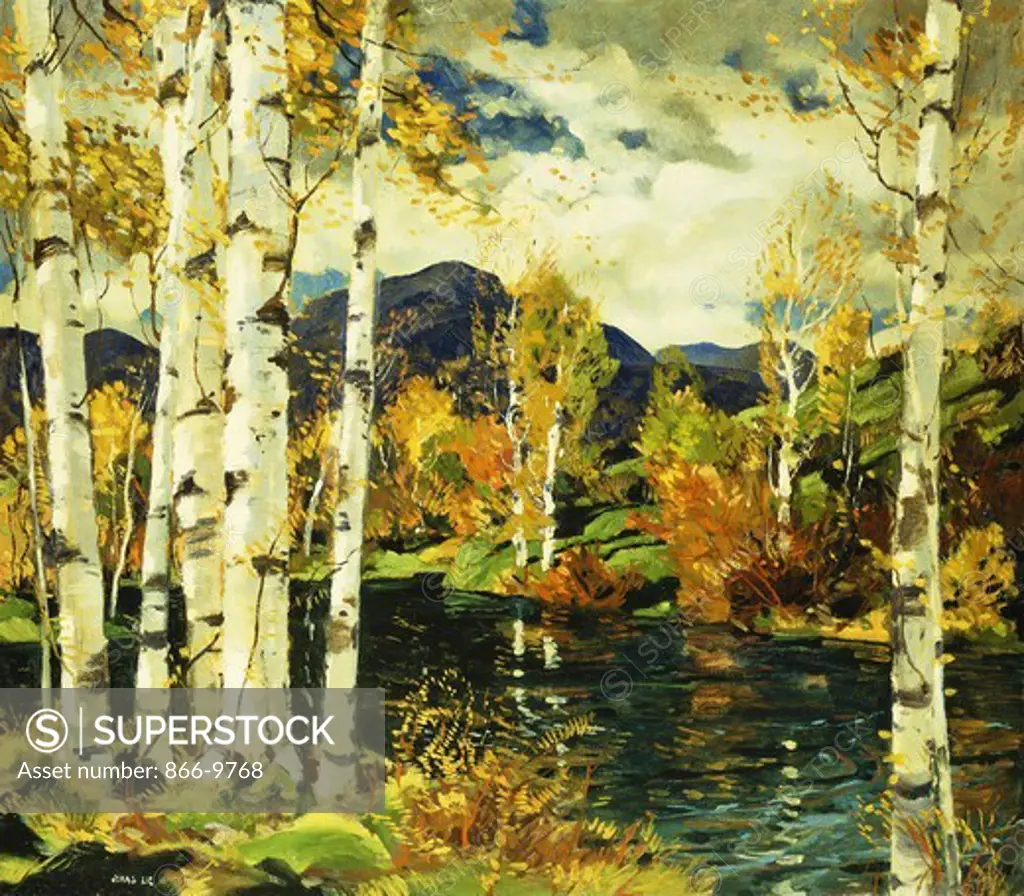 Birches. Jonas Lie (1880-1940). Oil on canvas. 99.6 x 113.7cm