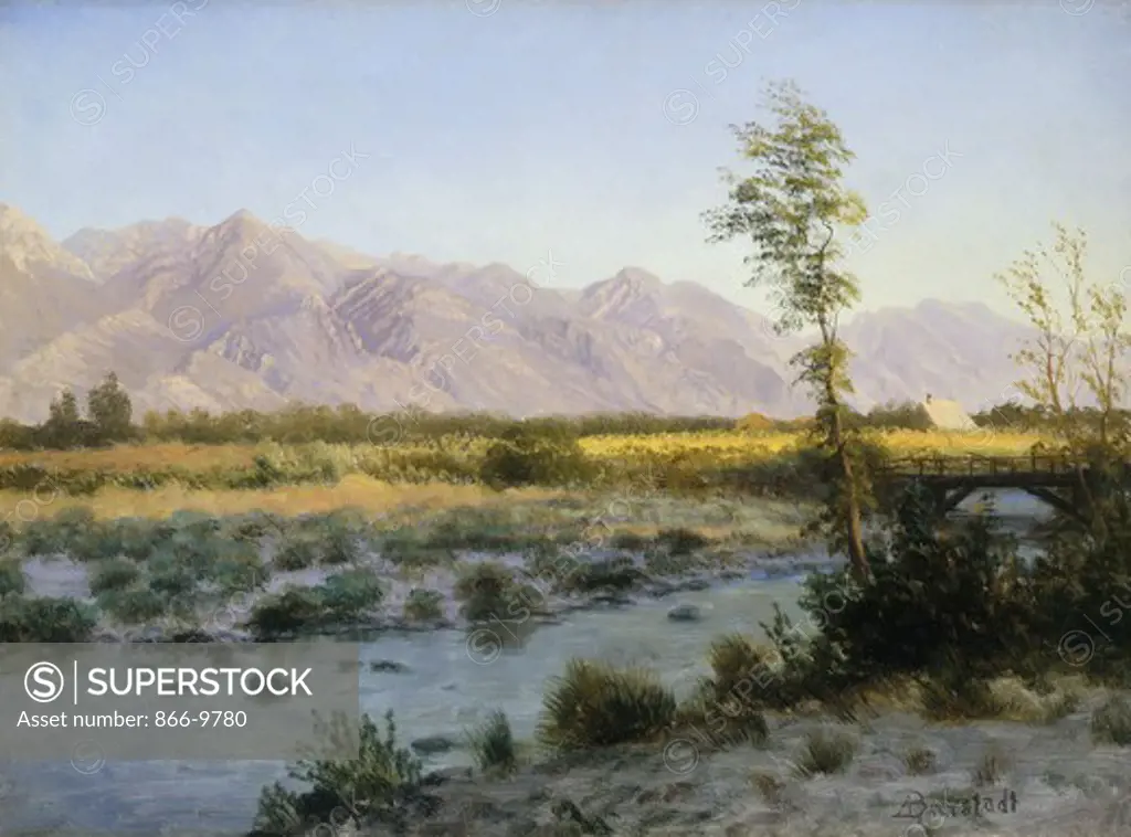 Prairie Landscape. Albert Bierstadt (1830-1902). Oil on paper laid on board. 34 x 47cm