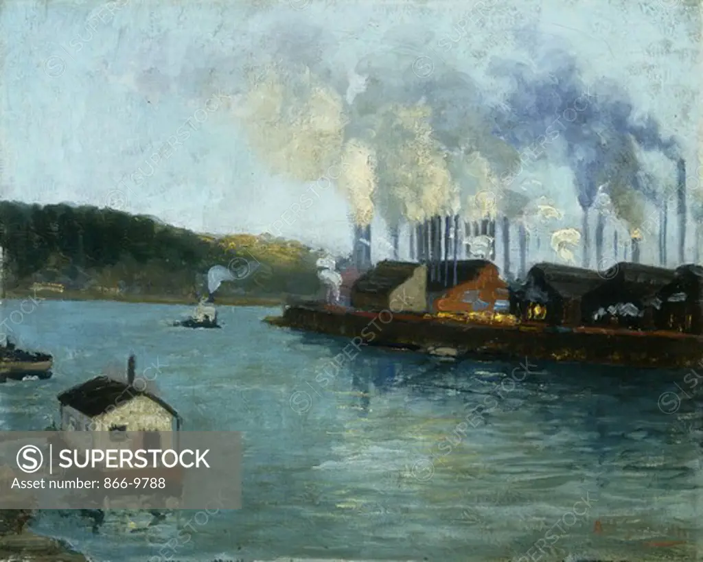 Harbor Scene. Aaron Harry Gorson (1872-1933). Oil on canvas. 40.6 x 50.8cm.