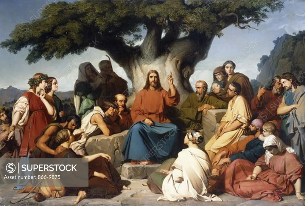 'Surmon de Jesus-Christ sur la Montagne' (Matthew, V). Edouard Dubufe (1819-1883). Oil on canvas. Dated 1844. 87.6 x 130.2cm.