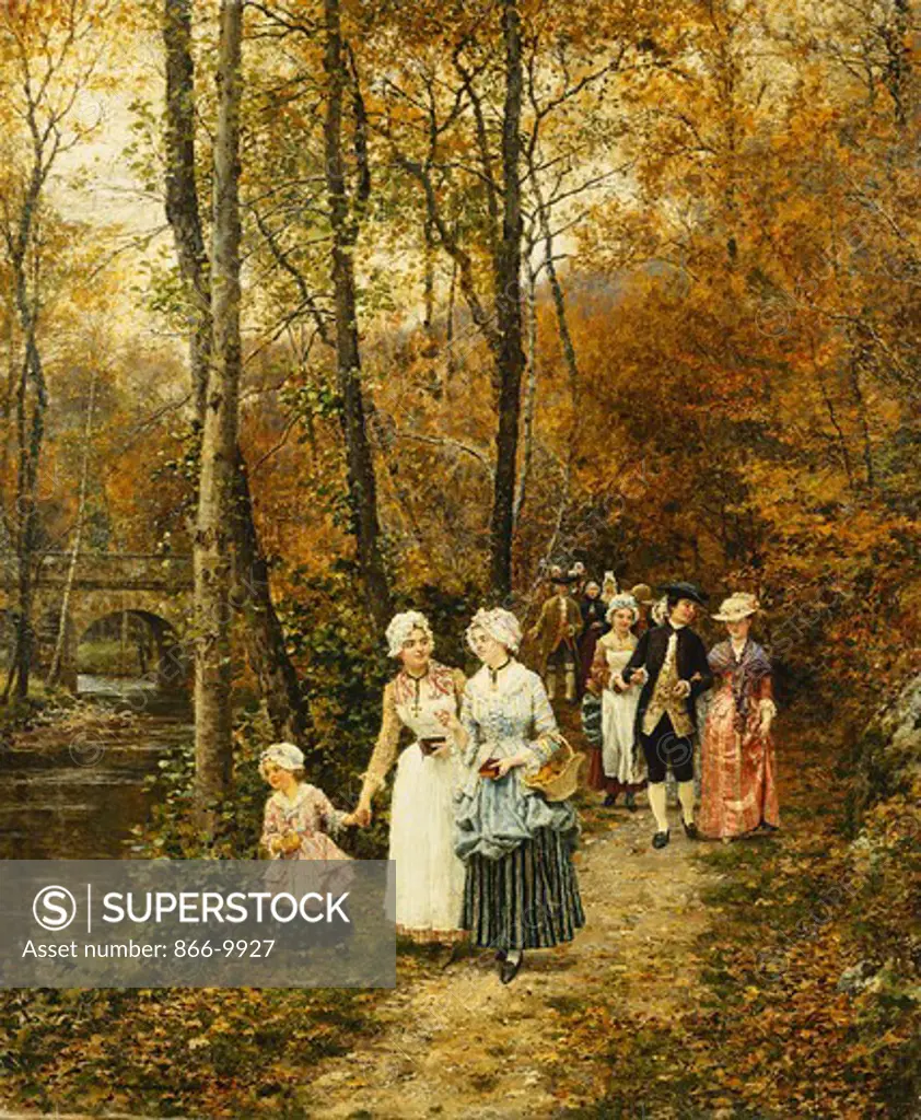 The Afternoon Stroll. Marie Francois Firmin Girard (1838-1921). Oil on canvas. Signed and dated 1879. 56 x 45.8cm
