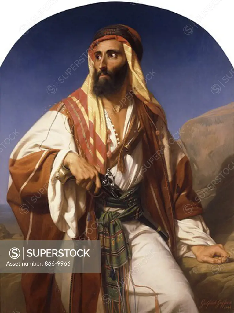 A Bedouin Chieftain. Godfried Guffens (1823-1901). Oil on canvas. Dated 1846. 129.6 x 99.6cm.