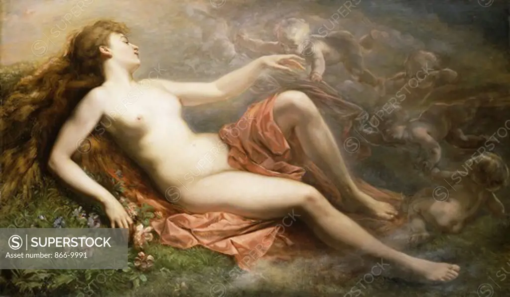 Venus. Francisque Desportes (b. 1849). Oil on canvas. Dated 1888. 122.2 x 204.5cm.