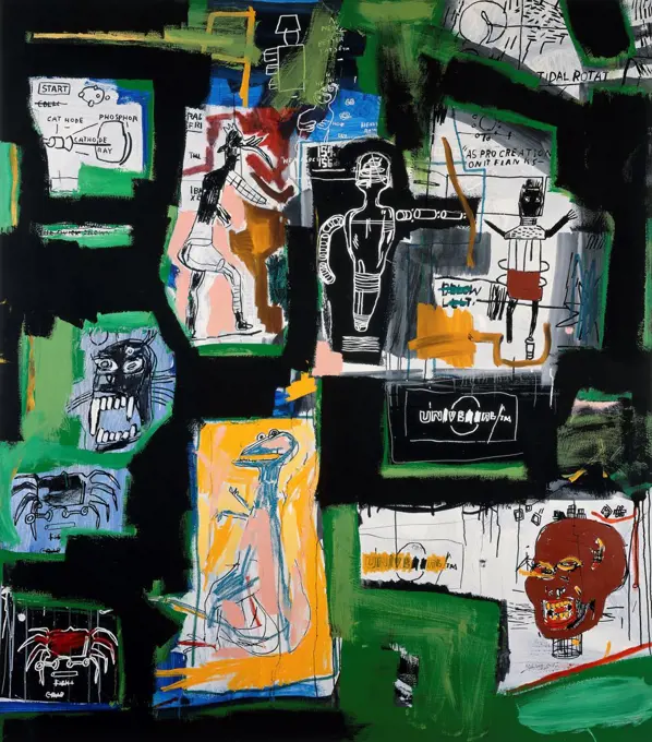 Untitled. Jean Michel Basquiat (1960-1988). Acrylic, oilstick and silkscreen on canvas. Painted in 1984. 223.5 x 195.5cm.