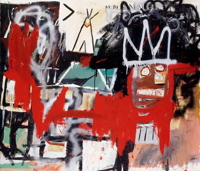 Untitled. Jean Michel Basquiat (1960-1988). Acrylic, spray paint, oilstick and paper collage on canvas. Painted in 1981. 122 x 142.2cm.
