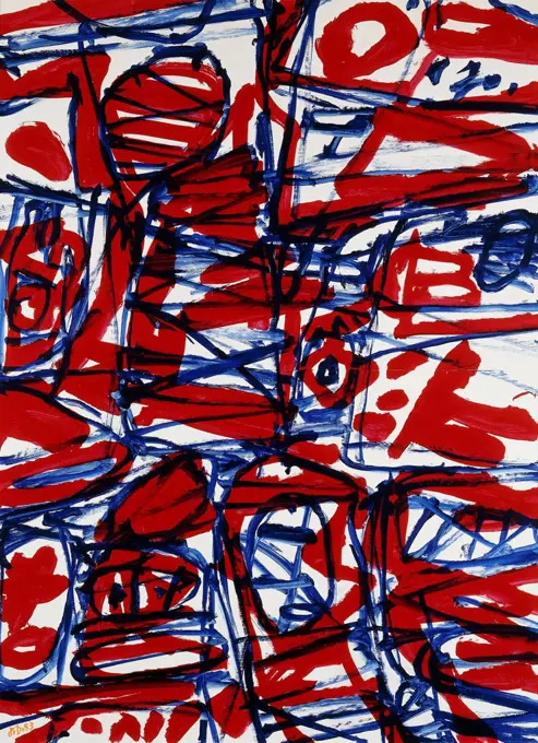 Mire G119 (Bolero). Jean Dubuffet (1901-1985). Acrylic on paper laid down on canvas. Signed and dated 1983. 134 x 100cm.