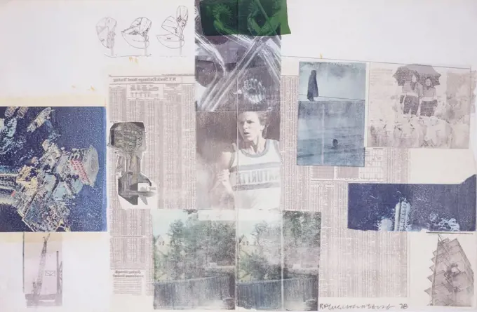 Untitled. Robert Rauschenberg (1928-2008). Solvent transfer and fabric collage on paper. Created 1978. 78 x 116.5cm.