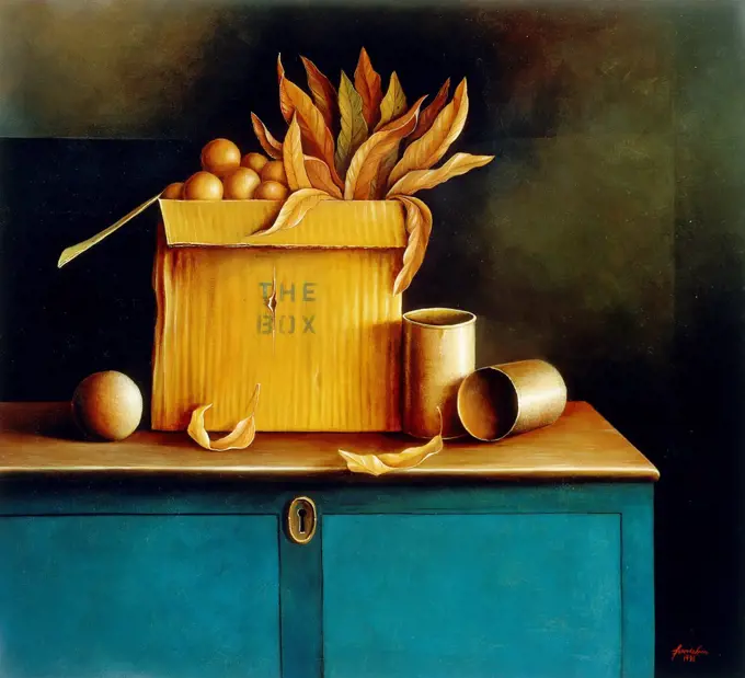 The Box. Federico Nordalm (Born 1949). Oil on canvas. Signed and dated 1988. 91 x 98.7cm.