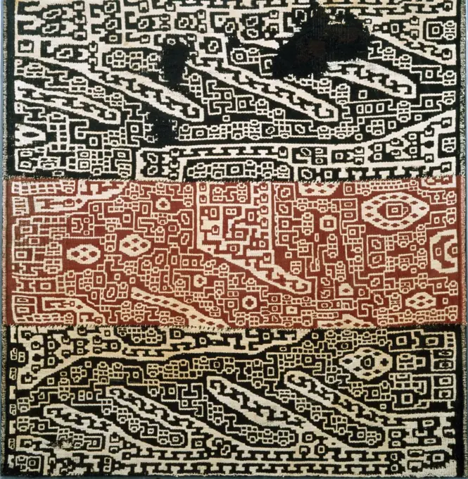 Rare Hvari cotton textile, resist-dyed with erratic geometric motifs, England, London, Christie's Images, Tapestry and Textiles