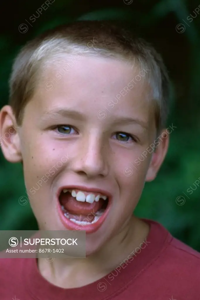 Portrait of a boy yelling