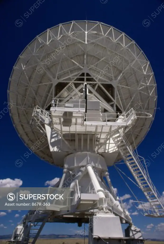 Low angle view of the National Radio Astronomy Observatory telescope, New Mexico, USA