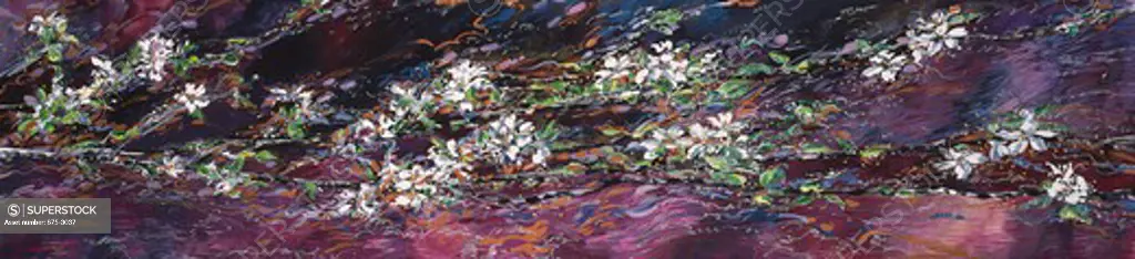 Dark Plum Blossoms by John Bunker, mixed media, 1994
