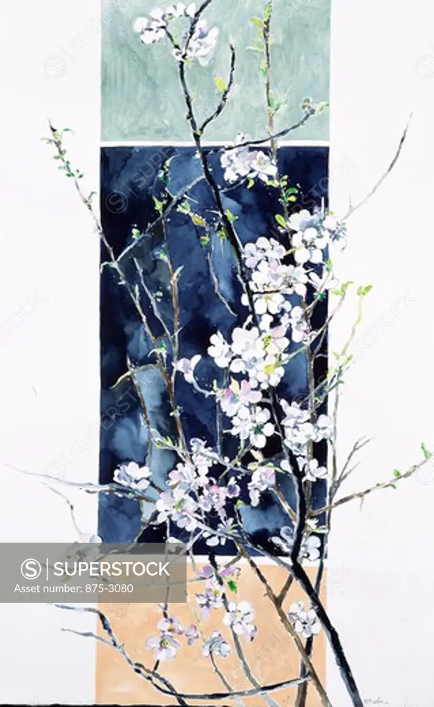 Plum Blossoms and Scroll 1994 John Bunker (20th C. American) Watercolor