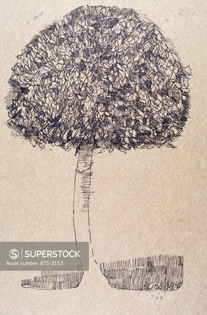 Topiary Tree John Bunker (20th C. American) Pen and ink