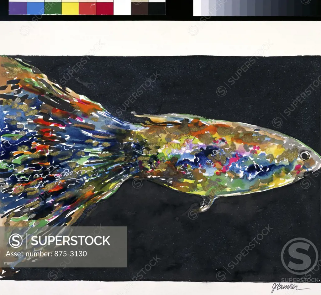 Luminescent Fish, 1989, John Bunker (20th C. American), Watercolor and metallics