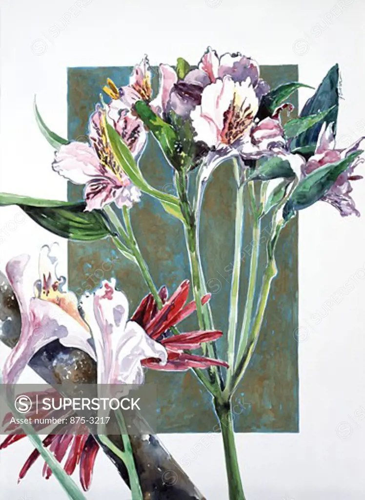 Gilded Peruvian Lily, 1995, John Bunker (20th C. American), Watercolor and metallics