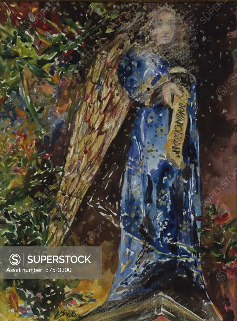 Angel at Basel, by John Bunker, watercolour and metallics, 1997, 20th Century