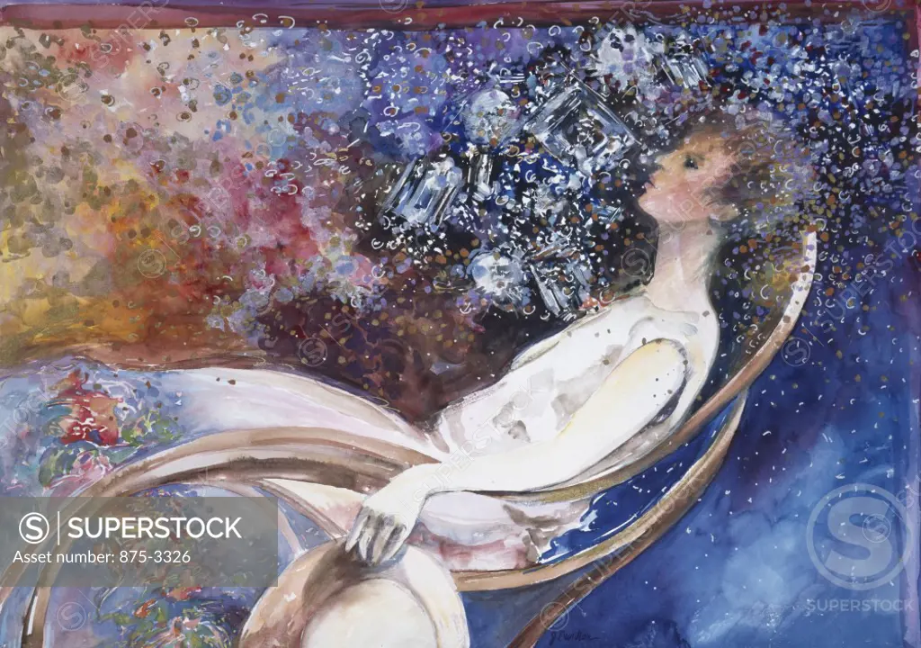In the Sky with Diamonds, by John Bunker, watercolour and metallics, 1997, 20th Century