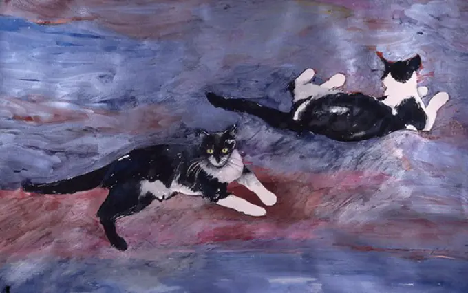 Lily and Moose, by John Bunker, watercolour and gouache, 1998, 20th Century