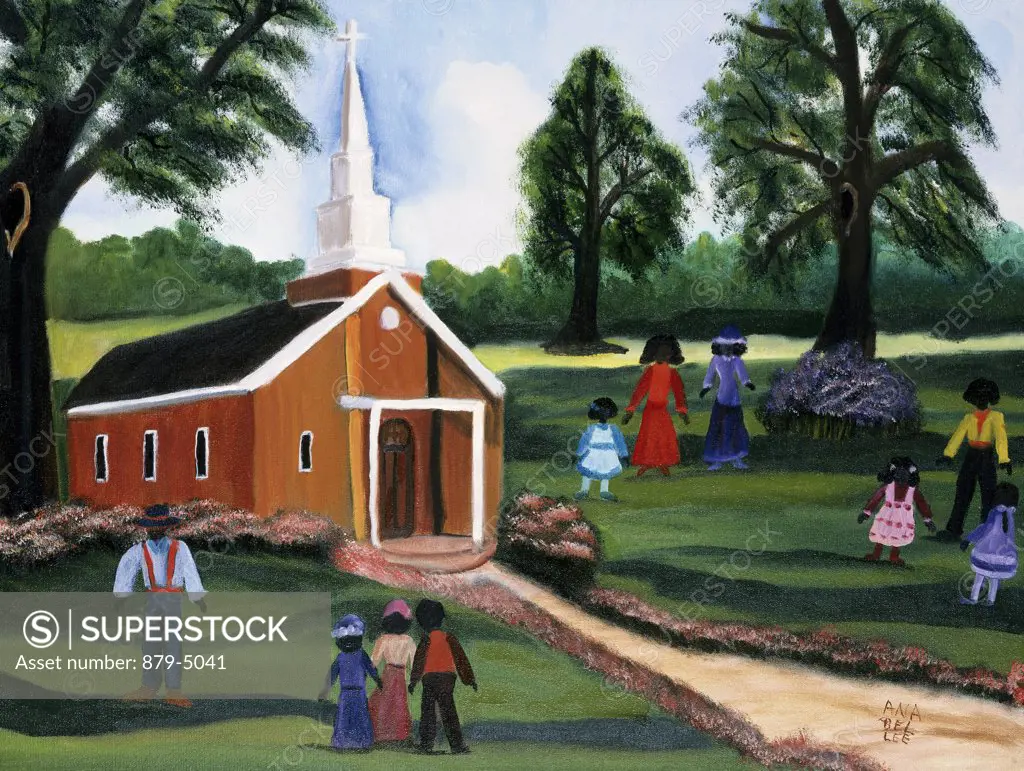 Red Church 1992 Anna Belle Lee Washington (1924-2000/American) Oil on Canvas