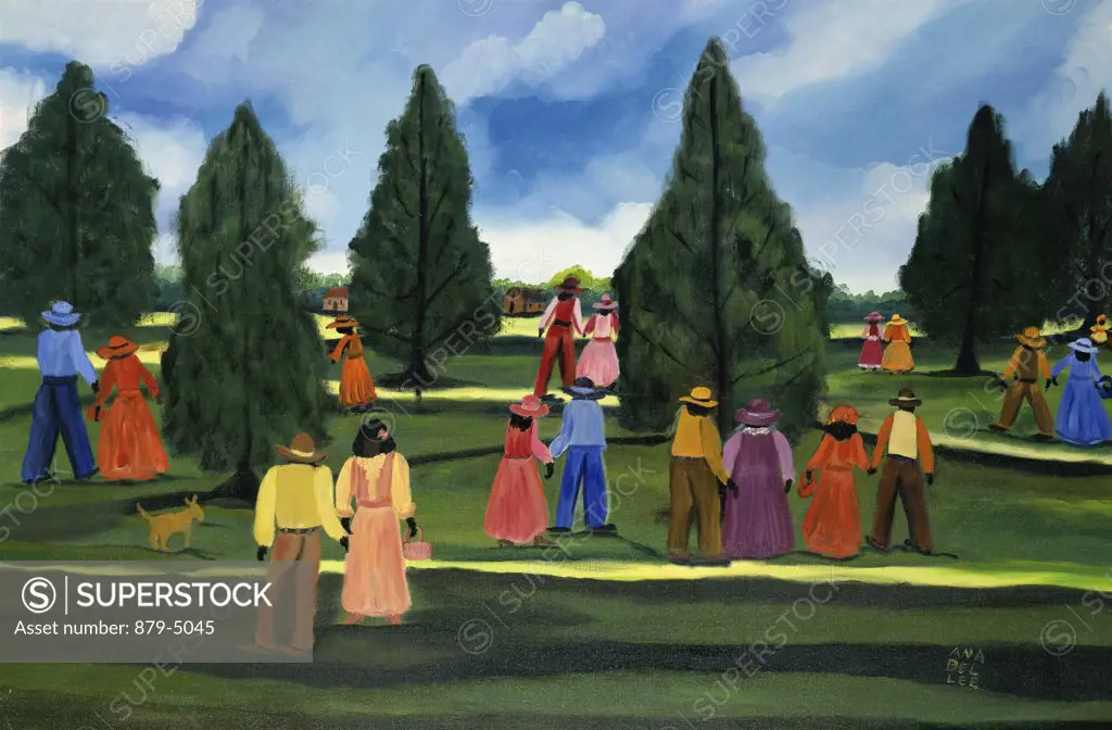 Strolling in the Park 1989 Anna Belle Lee Washington (1924-2000/American) Oil on Canvas