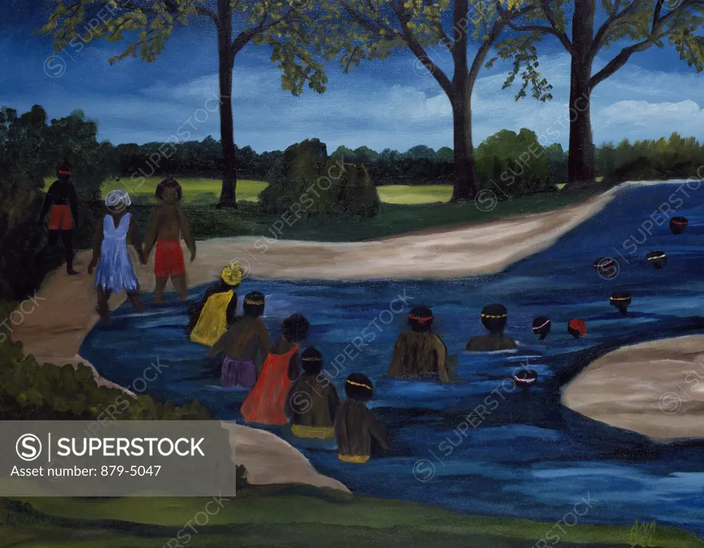 Ibo Landing Slaves Drowning by Anna Belle Lee Washington, oil painting, 1989