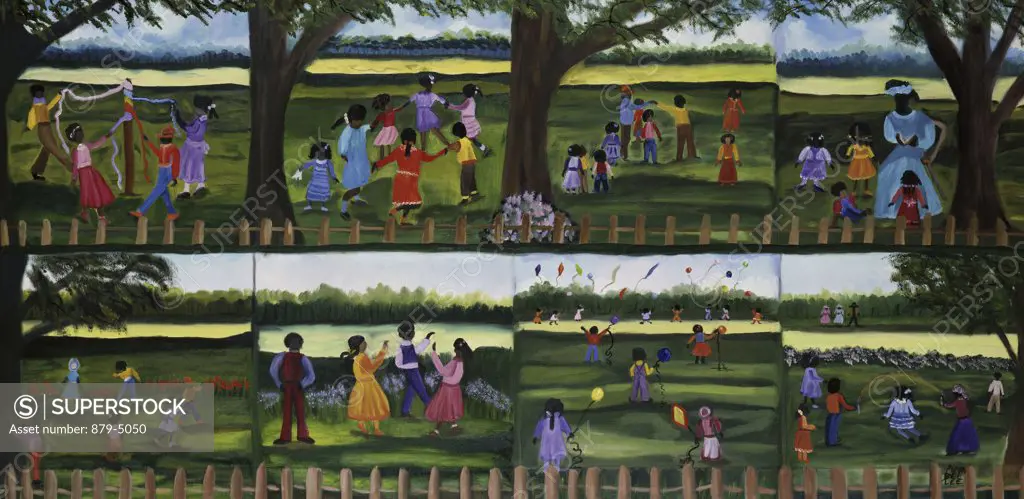 Games We Played 1992 Anna Belle Lee Washington (1924-2000/American) Oil on Canvas